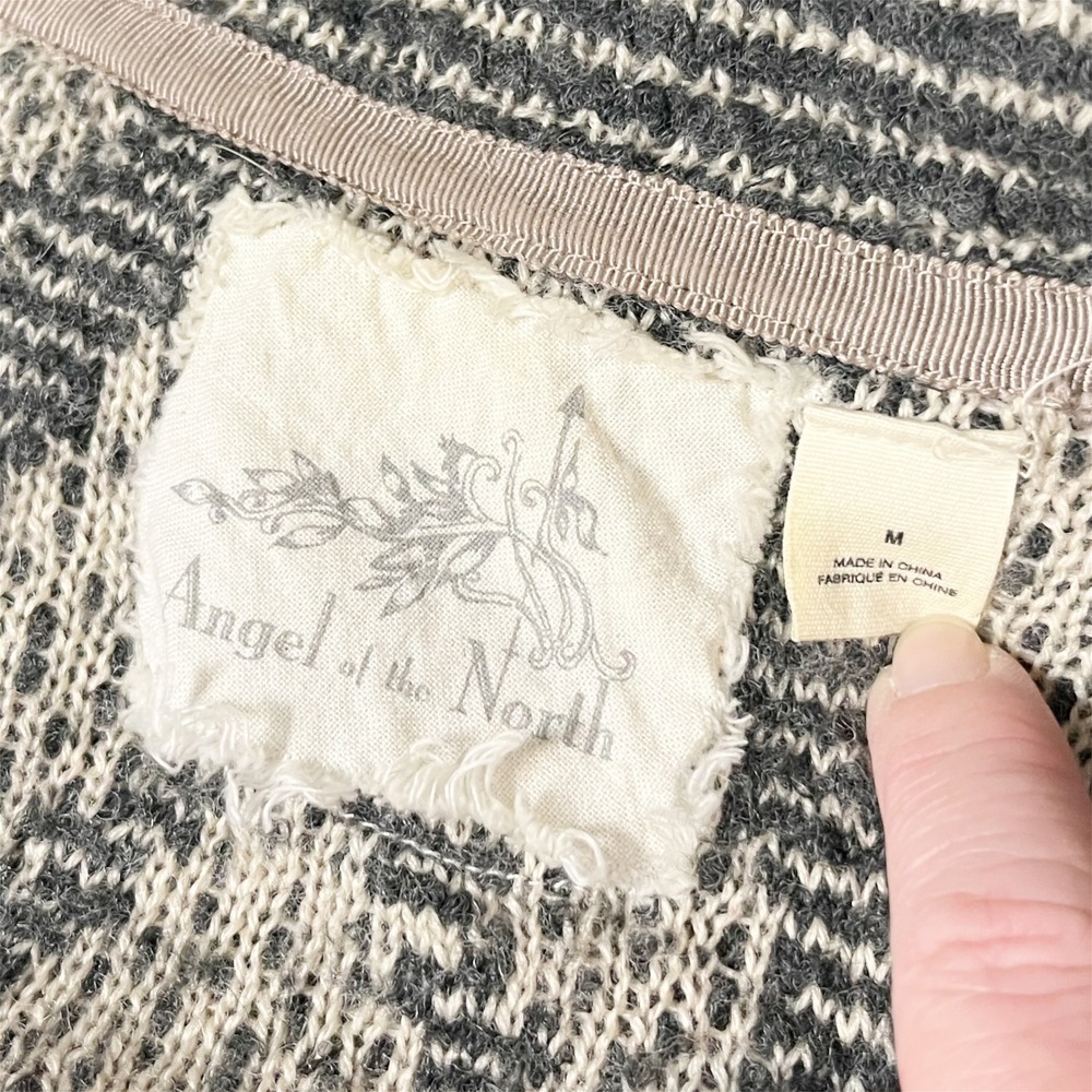 Anthropologie‎ Angel of the North Equinox Cardigan Sweater Medium Gray Boho Wool - Picture 6 of 7